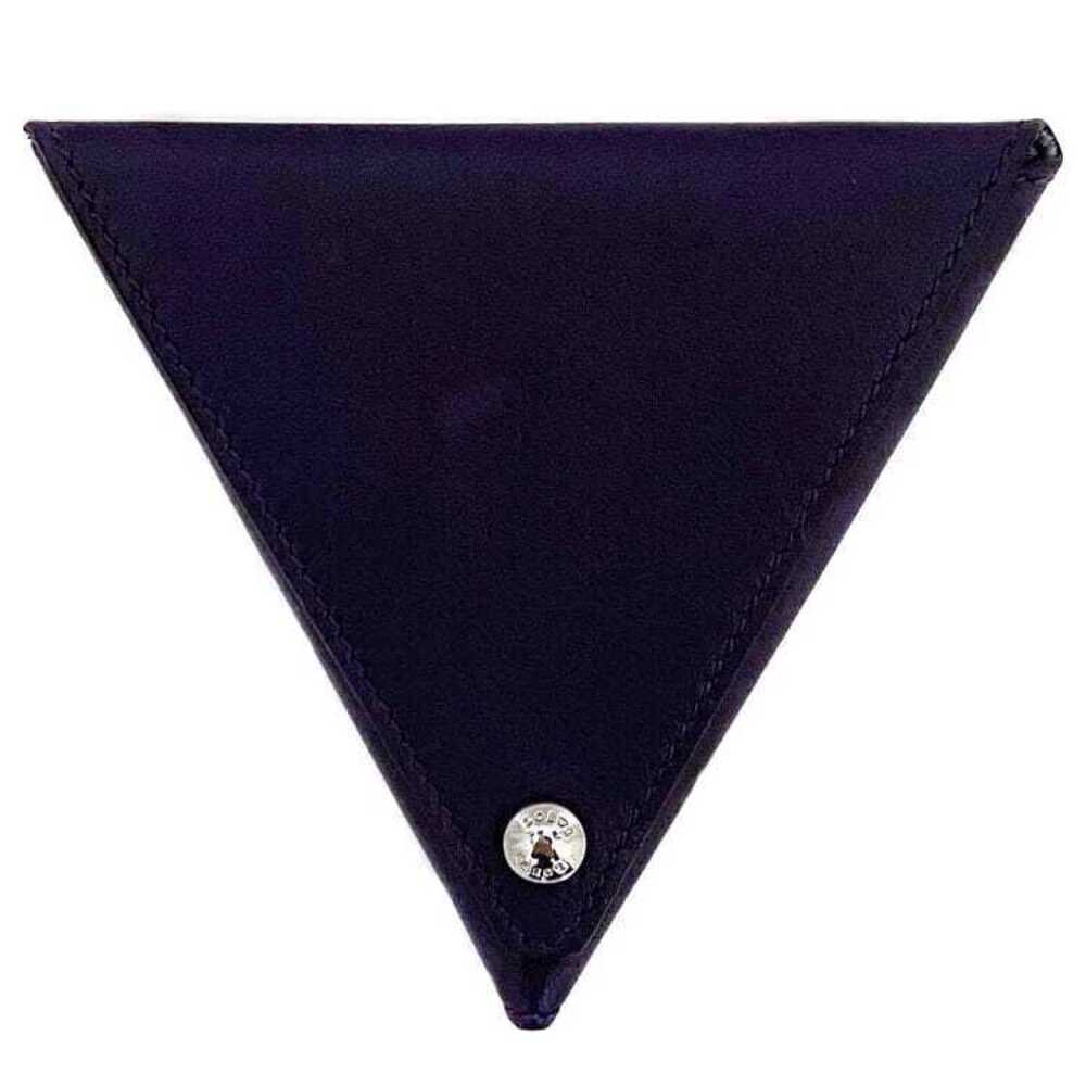 Loewe Coin Wallet Triangle Leather Purse Wallet Holder Compact Purple Silver